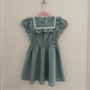 Teal Ditsy Floral Kids Dress